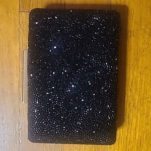 Black beaded clutch w/chain